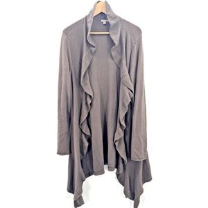 J Jill Open Ruffle Asymmetrical Cascade Drape Cardigan XL Penny Lane Bratz Layer